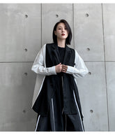 Retro Irregular Color-Block Long Sleeve Shirt